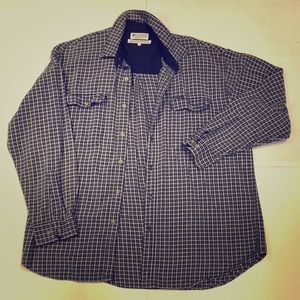 Men’s blue flannel shirt.